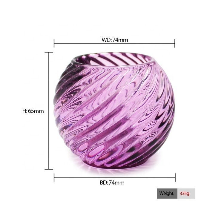 LANGXU hot sale glossy Colorful ball shape clear glass crystal tea light Purple Light Blue candle holders for Candle Making