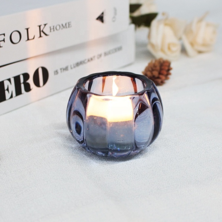 LANGXU vintage art votive home sense candle crystal other glass tea light candle tube holder , lanterns and candle jars bule