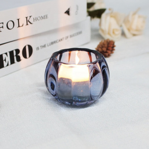 LANGXU vintage art votive home sense candle crystal other glass tea light candle tube holder , lanterns and candle jars bule