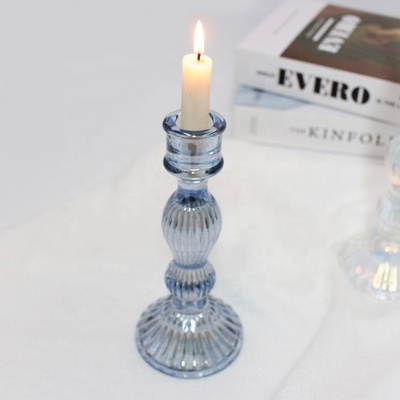 LANGXU Set of 3 Crystal Taper Tall Glass Candle Holders candlestick clear glass pillar candle holder welcome oem