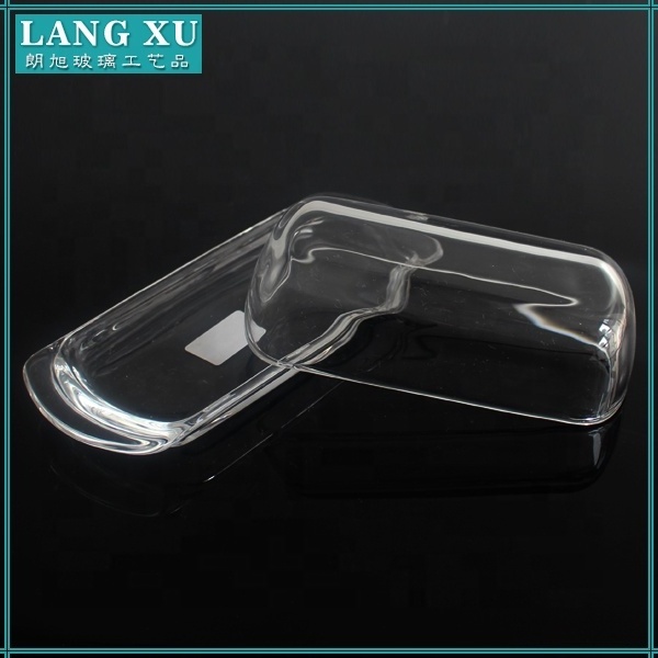 LANGXU Hot selling tableware cooking set glass butter dish with glass cover clear