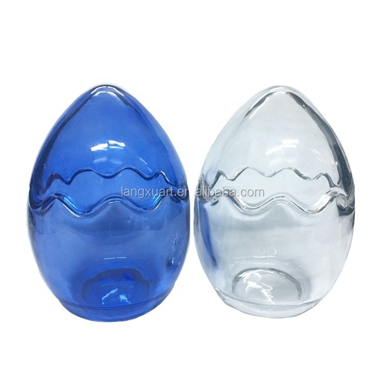 LANGXU Wholesale high quality empty egg shape glass candles jars