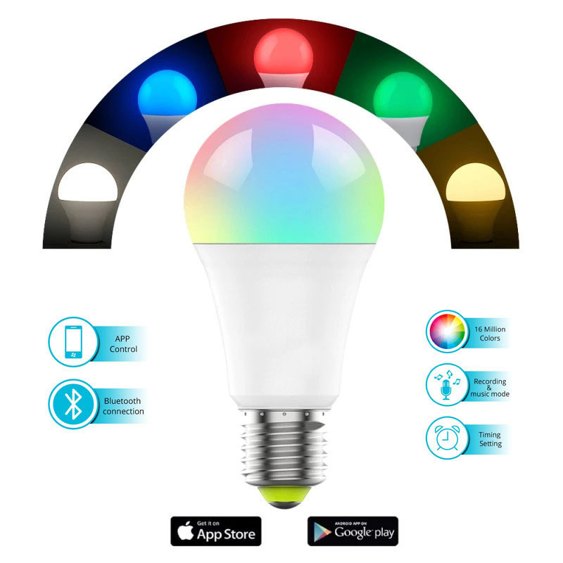 Hot Sell Popular Smart Bulb B22 E14 E27 Bluetooth RGB LED Bulb Light Mobile APP Control