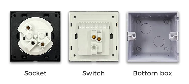 UK Tempered Glass Electrical Sockets and Switches 1/2/3/4 Gang 1 Way 2 Way Paddle Lever White Black Gold Grey Wall Sockets