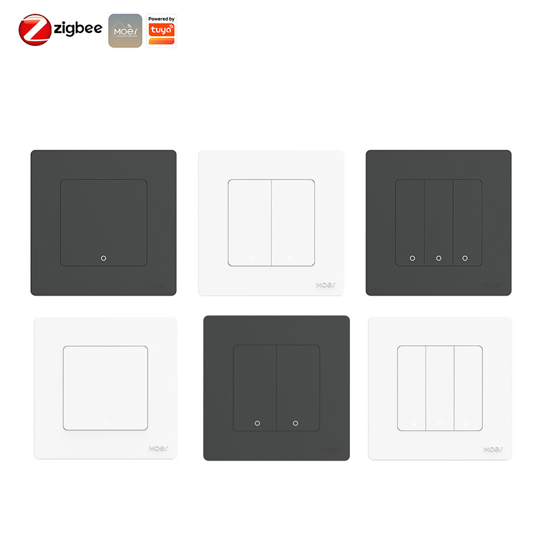 Star Ring Series Tuya Smart ZigBee3.0 Push Button Switch Embedded Light Touch No Neutral Universal Scene Switch