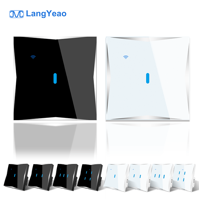 LangYeao EU UK Tuya WiFi Smart Electric Switches Voice Control Anti-scratch Grass Panel  1/2/3/4 Gang No/With Neutral Wire