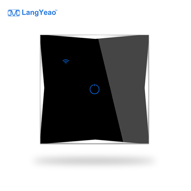 Langyeao Eu/UK Standard Wifi Tuya Homekit Smart Switch Wireless App Touch Glass Panel Wall Smart  smart light switch wifi