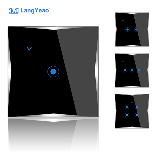 Langyeao Tuya WiFi Smart EU UK Wall Touch Switch 1/2/3/4 Gang Smart Scene Panel Wireless Switch