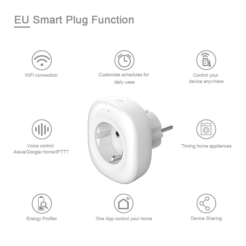 TUYA Smart Home Alexa German standard European Standard Copper Wire Smart Plug ZigBee Remote Control Timing Switch 16A