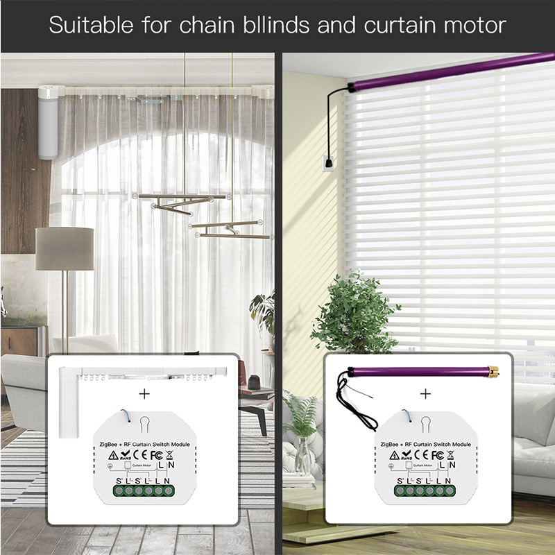 Zigbee+RF Smart Curtain Switch Supports Voice Control Works with Alexa Google Home Smart Home Automation Modular Circuit Breaker