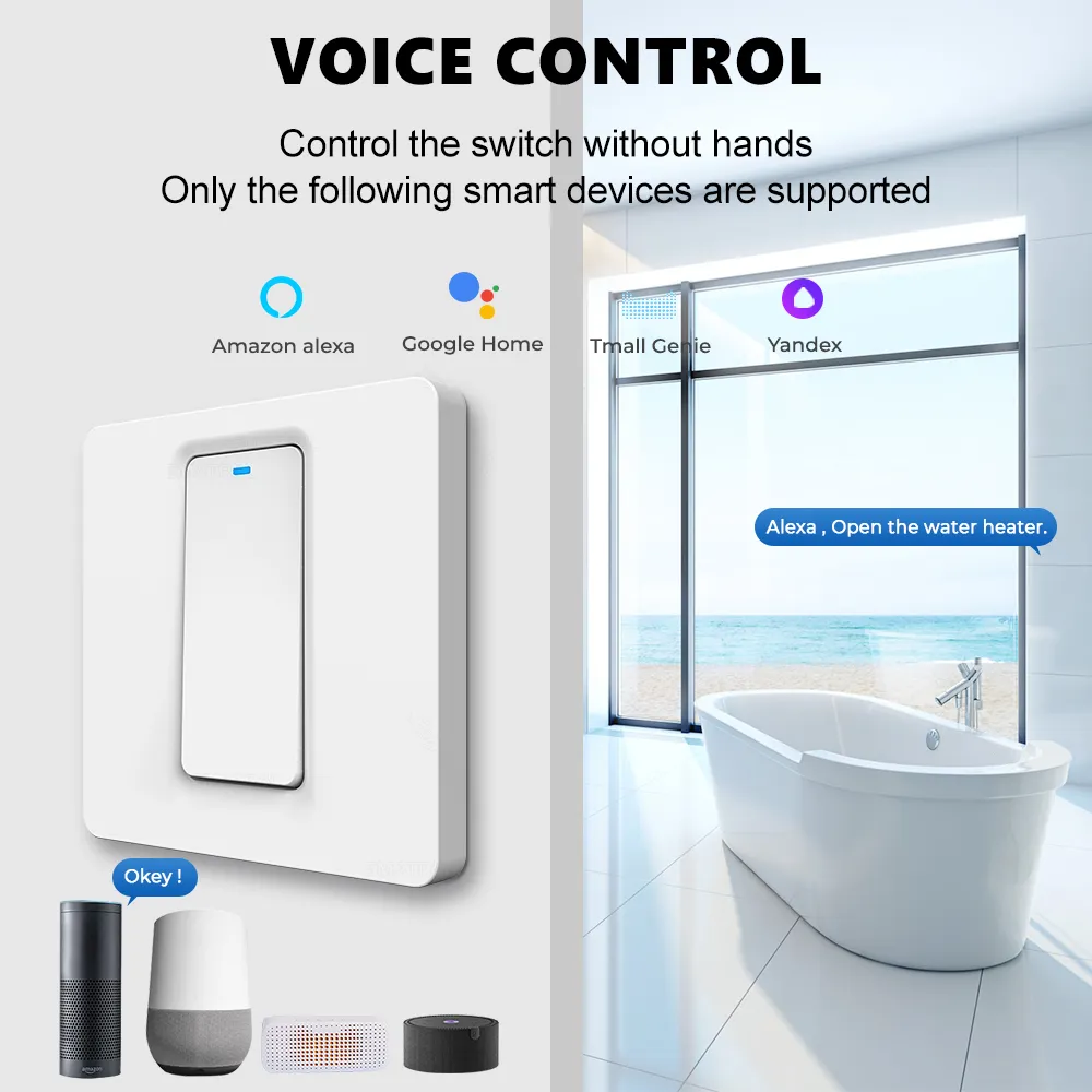 Tuya WiFi+BLE Smart Boiler Switch wifi 40A Water Heater 4000W Smart Water Heater Button Switch EU UK Standard