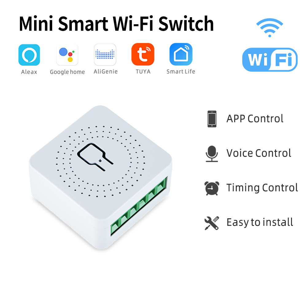 WiFi Mini Smart Switch 16A DIY Light Switches Wireless Control Smart Home with Tuya Smart Life Alexa Google Home