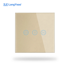 LangYeao EU UK Remote Control Wall Curtain Touch Switch for Tuya Smart Home Automation Alexa Google Home smart light switch wifi