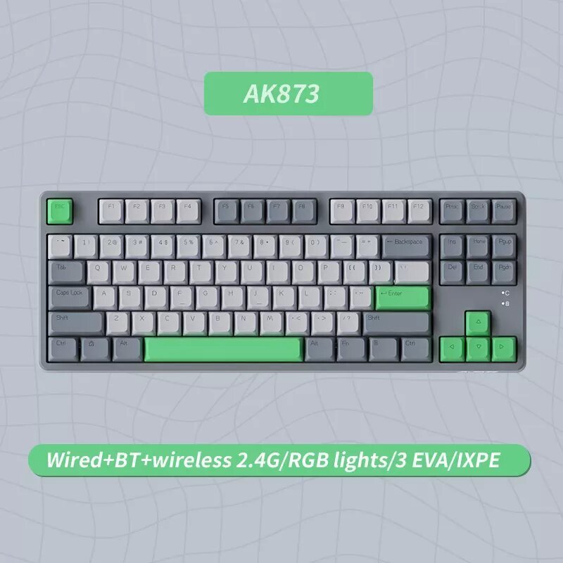 Ajazz AK873 Free Gift Switch and Keycaps Wireless BT Hot Swappable 5 Pin Magnetic Case Mechanical Keyboard