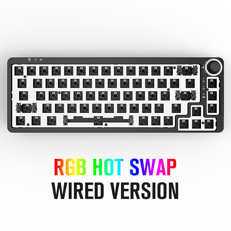 65% 68 Keys PCB Case RGB Wired Hotswap Mechanical Switch TM680 Keyboard Kit with Knob