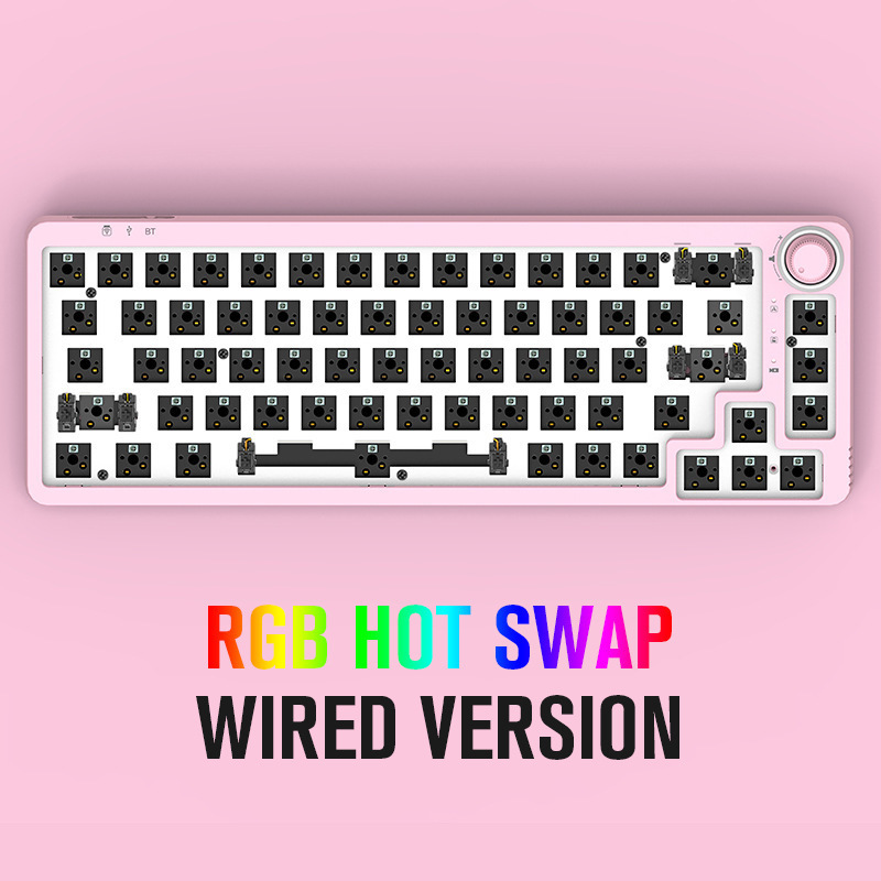 65% 68 Keys PCB Case RGB Wired Hotswap Mechanical Switch TM680 Keyboard Kit with Knob