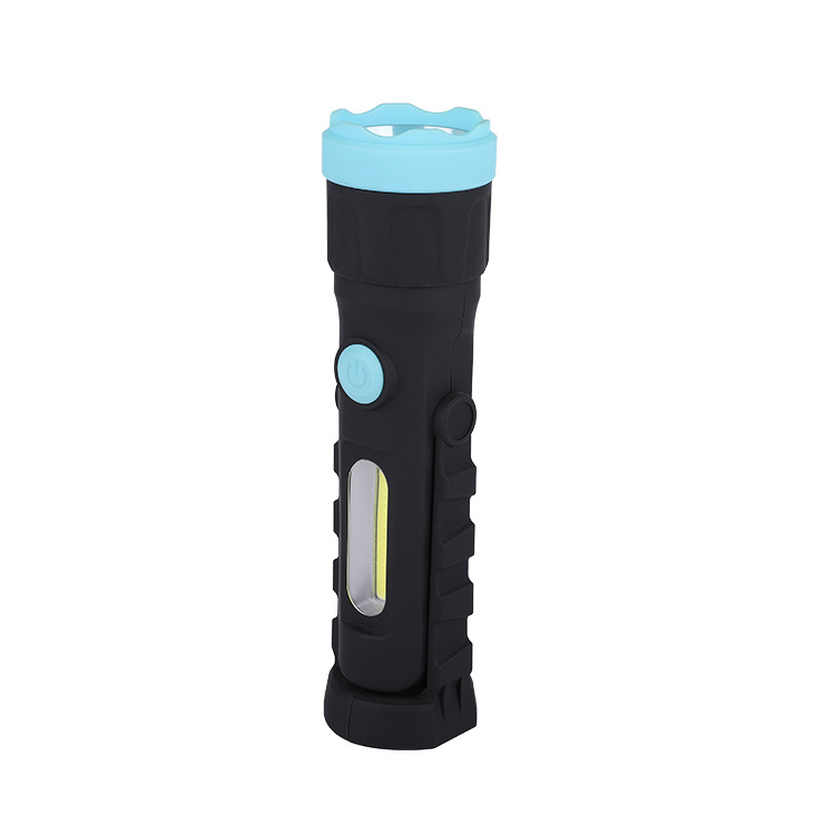 Ce Electric Torch Rechargeable Flashlight With Cob Emergency Flash Light Stand Blue Emergency Lights Led Flashlight Torch