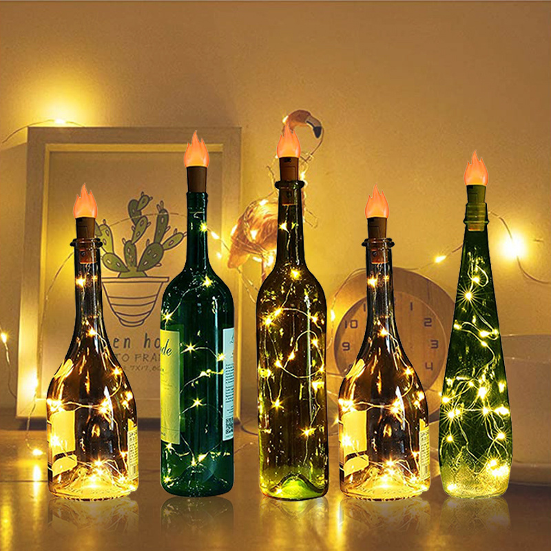 Fairy Wine Bottle Led Flame Cork Light With Butterfly christmas Copper Wire String Light