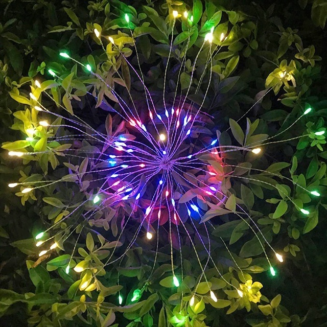 Firework LED String Light 8 Modes Dimmable Fairy Lights with Remote Control Battery Operated Hanging Starburst Lights