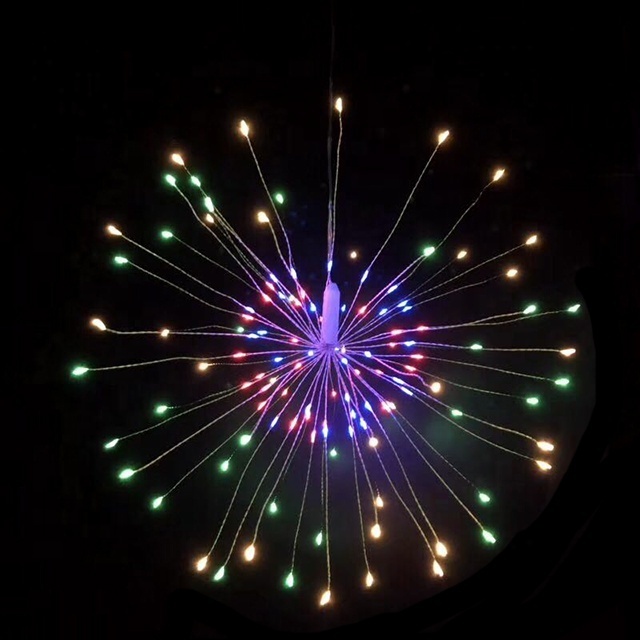 Firework LED String Light 8 Modes Dimmable Fairy Lights with Remote Control Battery Operated Hanging Starburst Lights