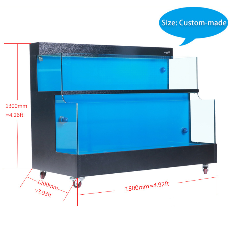 Two layers Seafood Fibreglass Fish Tank Stand Chiller Seawater Seafood Lobster Aquarium Filter Tank Fish Hotel