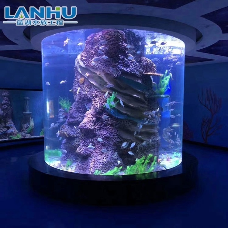 Factory Luxury Modern Design Customized shopping mall Large Acrylic Cylinder Fish Tank Aquarium