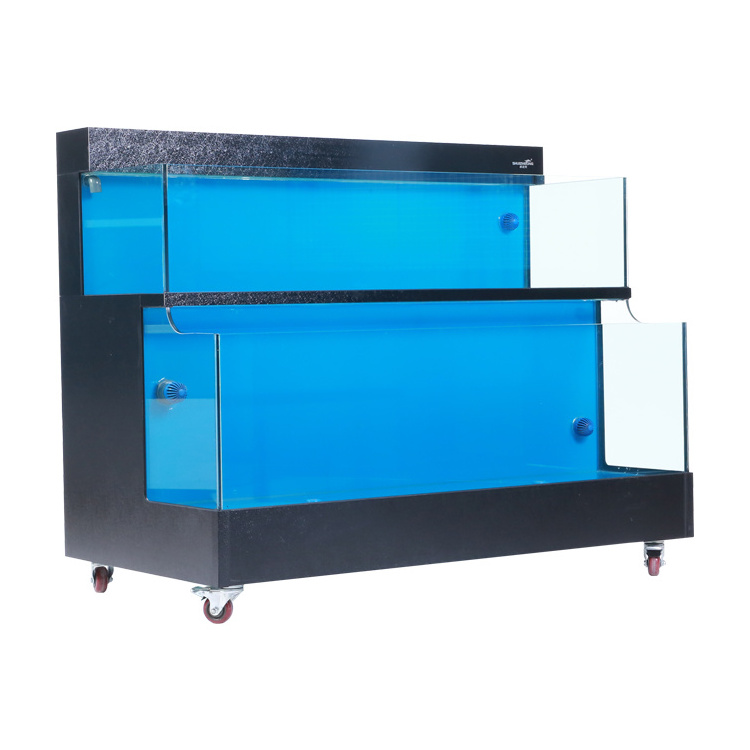 Two layers Seafood Fibreglass Fish Tank Stand Chiller Seawater Seafood Lobster Aquarium Filter Tank Fish Hotel