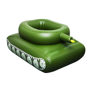 BSCI Inflatable Tank Pool Float With Water Gun Tank Shaped Ride-On Floats For Kids Adult Summer Swimming Pool Party Floating Row