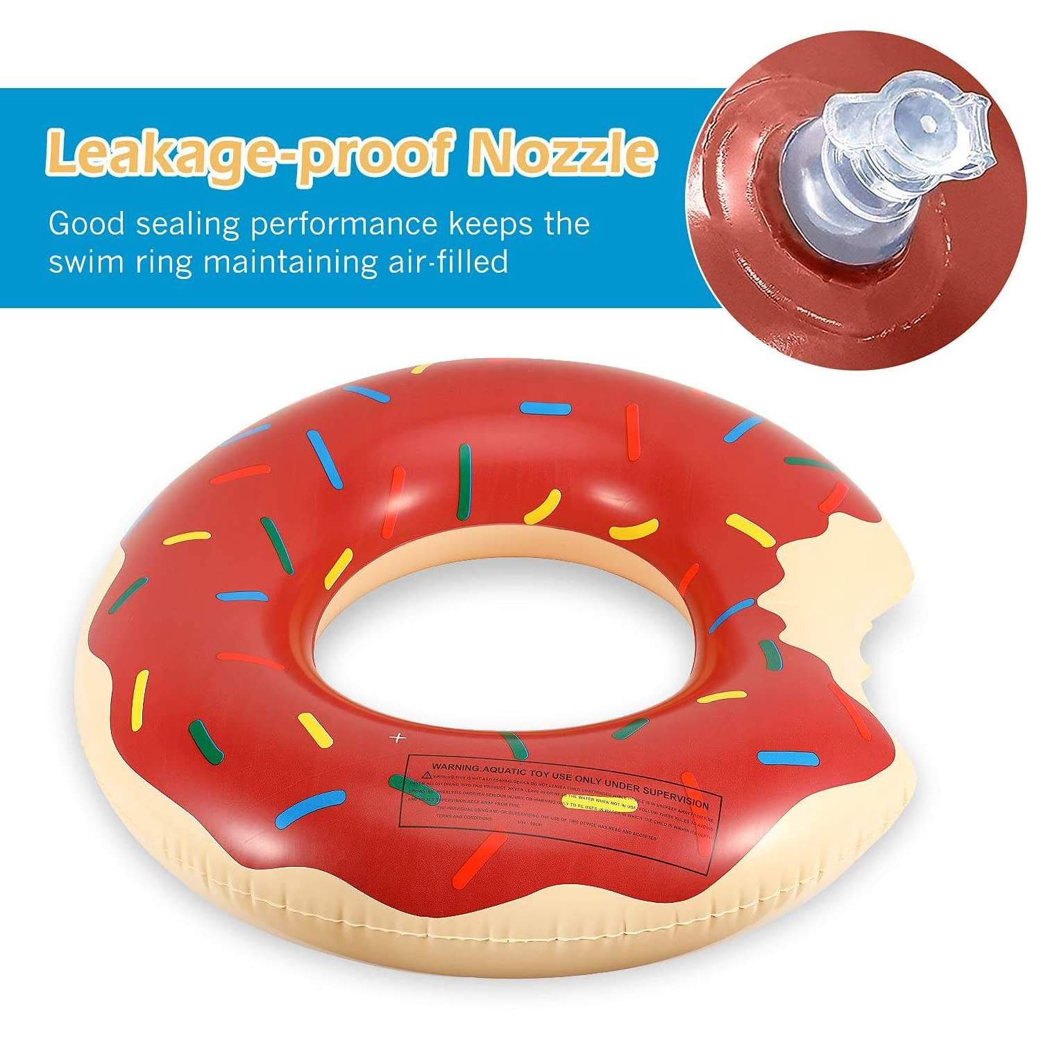 BSCI Pool Toys Colorful Donut Shape Swimming Ring Float Outdoor Beach Water Ride On Inflatable Float Row For Kids Swim Tube Raft