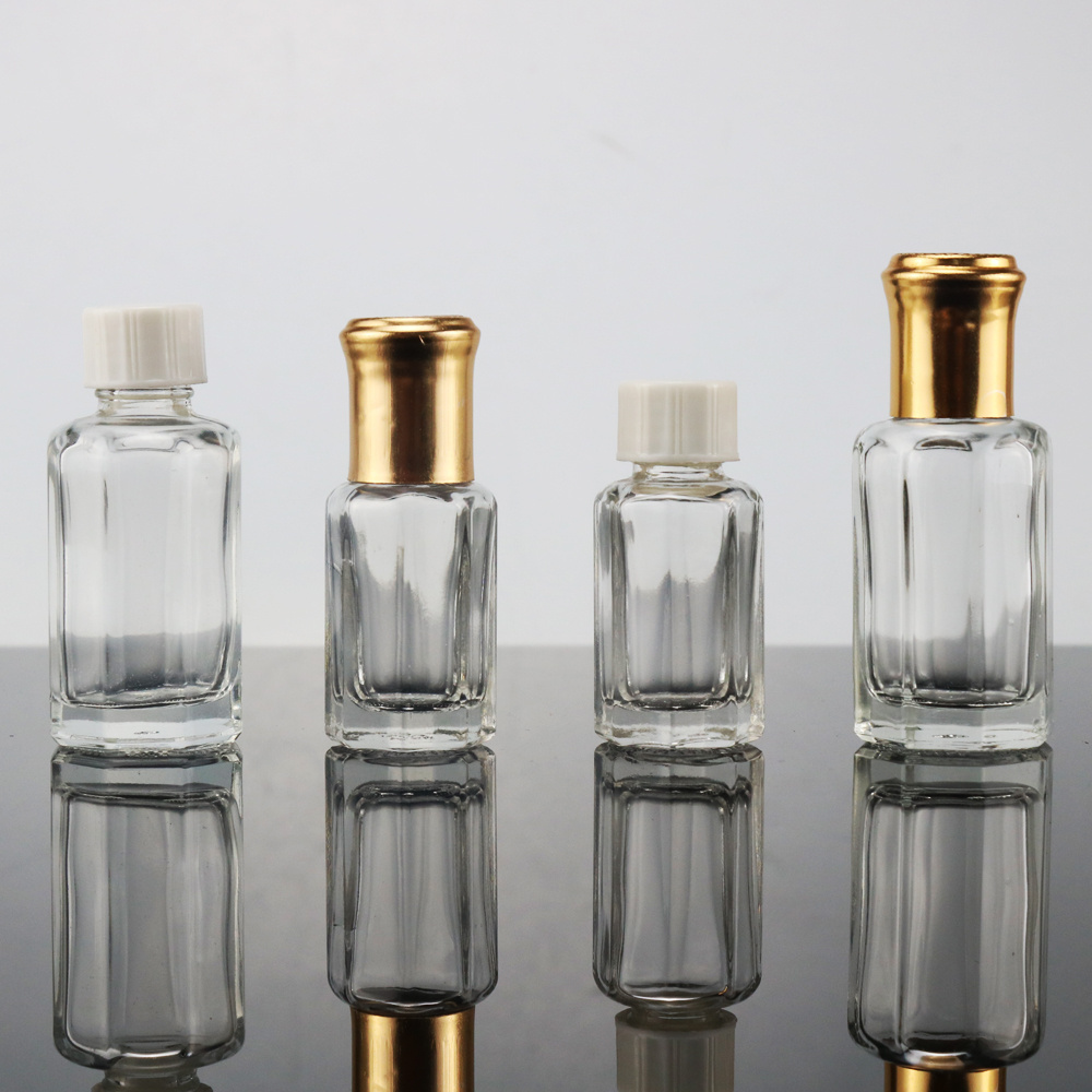 octagon attar perfume oil glass bottles 3ml 6ml 12ml  empty essential oil perfume bottle roller bottle with metal cap sticker