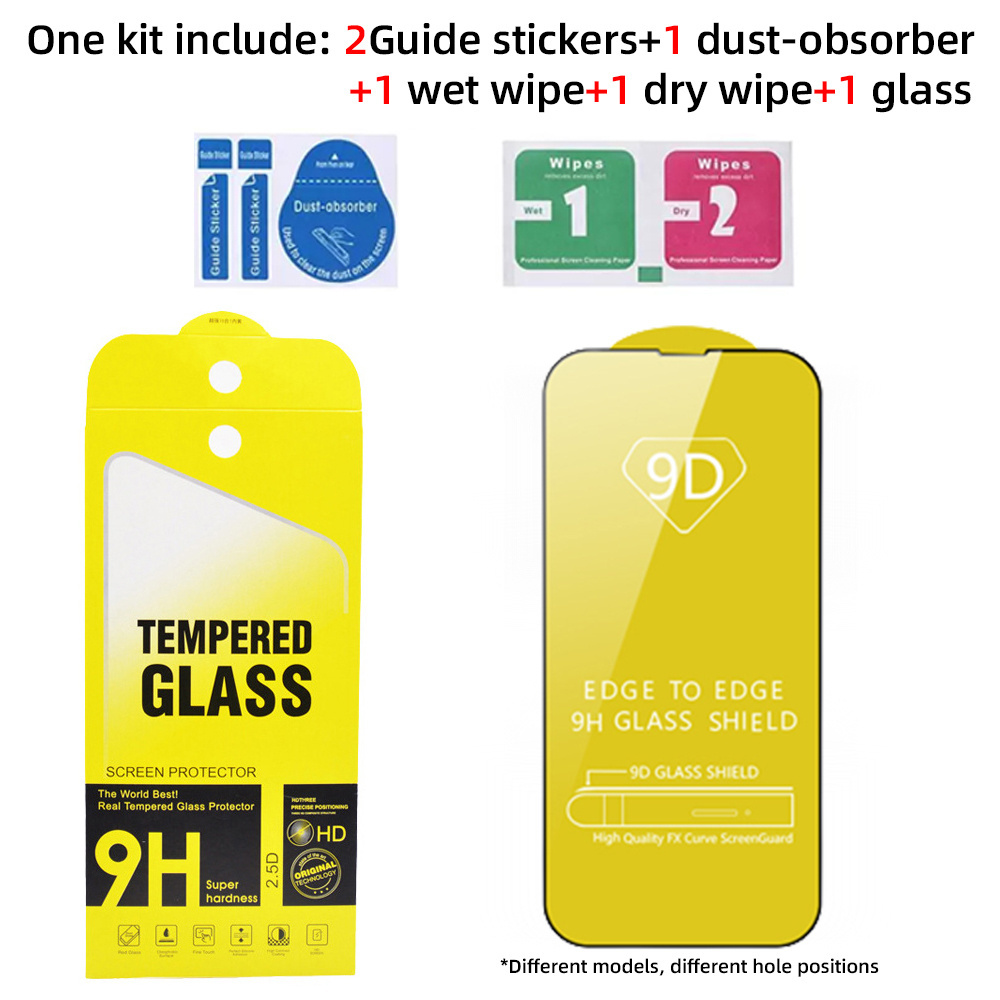 Retail Packaging Full Glue 9D Mobile Cell Phone Tempered Glass Screen Protector For Samsung iPhone 15 14 13 12 Pro Max