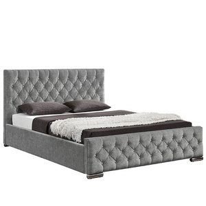 SMC-33 Modern Queen Velvet Button Bed Silver Velvet Crush Headboard Storage Double Bed