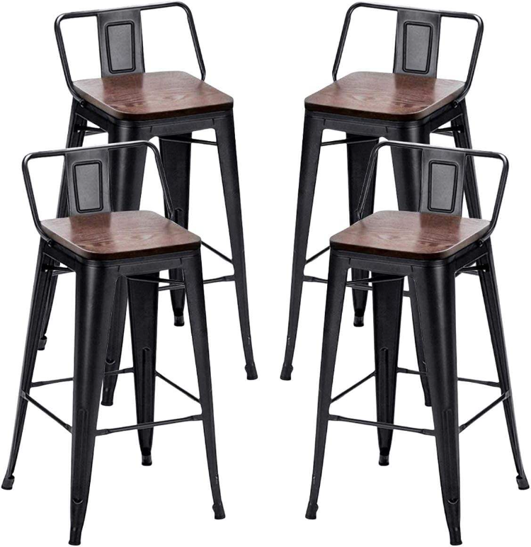 JBY-24 Heavy Duty Steel 24 and 30 Inch Industrial Stackable Metal Bar High Chair Counter Stools for Kitchen Dining Room