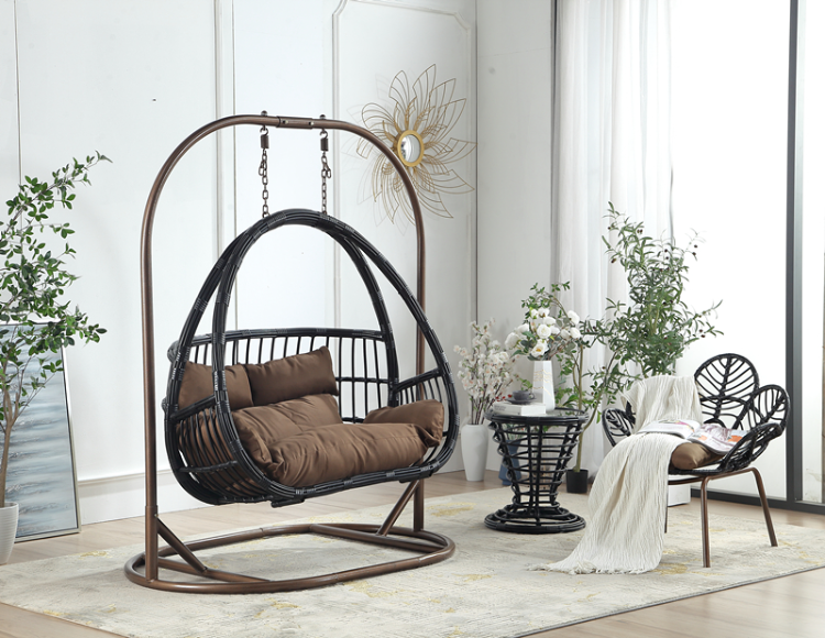 HHQQ-14 Hanging basket chair outdoor swing Bird's nest household rattan chair lazy cradle double hanging chair