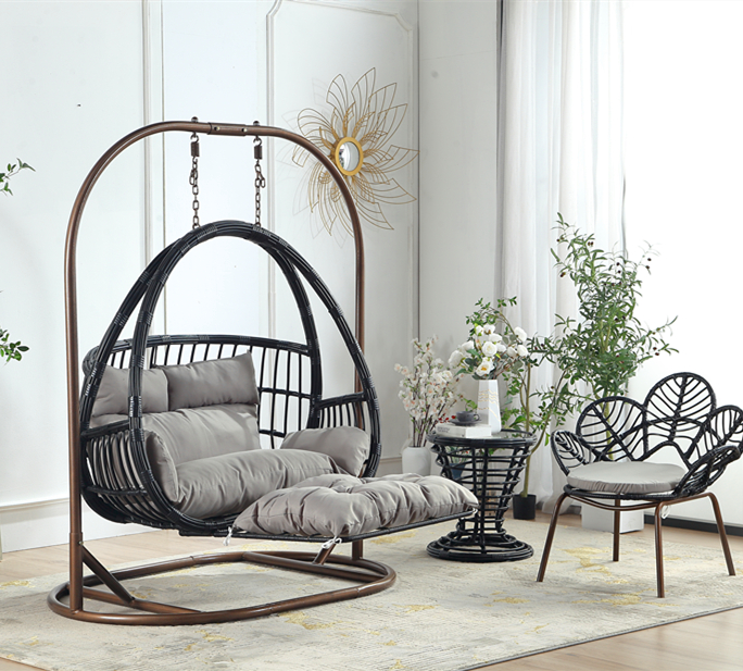 HHQQ-14 Hanging basket chair outdoor swing Bird's nest household rattan chair lazy cradle double hanging chair