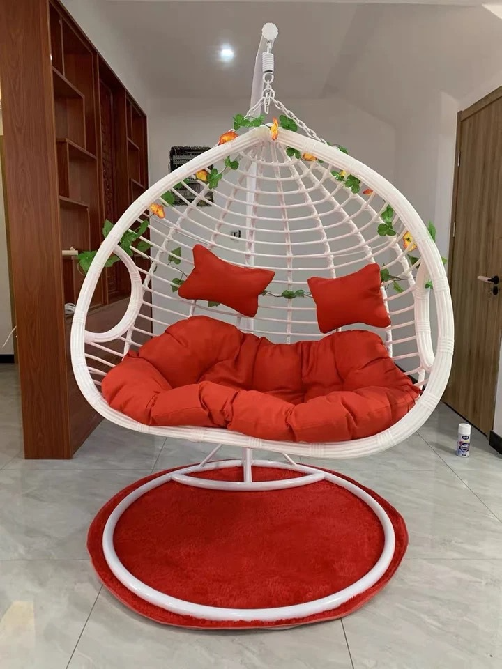 HHQQ-07 Garden Patio Swivel Papasan Chair Frame With 360-degree Rattan Wicker Papasan Chair With Cushion