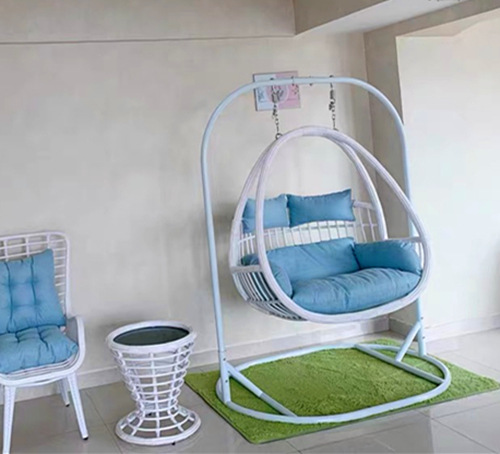 HHQQ-13  Patio White Cushion Hanging Chair Outdoor Furniture Patio Swings