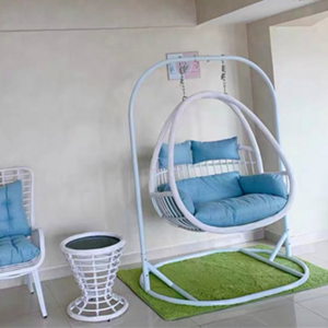 HHQQ-13  Patio White Cushion Hanging Chair Outdoor Furniture Patio Swings