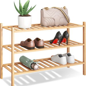 XJ-12  Customized Stackable Storage Shelf Free Standing Shoe Racks Multifunctional Natural Bamboo Shoe Rack