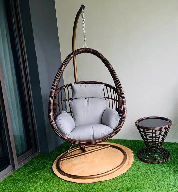 HHQQ-11 2024 indoor balcony rocking chair courtyard hanging basket rattan chair household outdoor swing egg chair