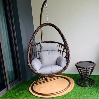 HHQQ-11 2024 indoor balcony rocking chair courtyard hanging basket rattan chair household outdoor swing egg chair