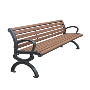 HYCY-01 outdoor wooden plastic composite street bench outside park metal leg bench seat public garden patio bench chair