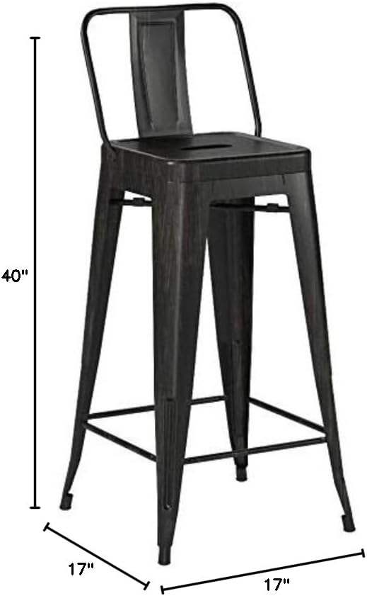 JBY-24 Heavy Duty Steel 24 and 30 Inch Industrial Stackable Metal Bar High Chair Counter Stools for Kitchen Dining Room