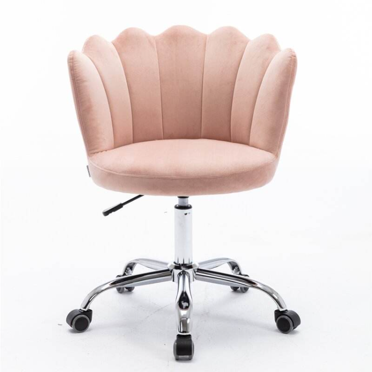 BGY-17 Elegant Luxury Comfort Armrest Pink Velvet Office Swivel Chair, Height Adjustable