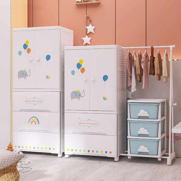 ETG-14 2024 new plastic door children's bookshelf storage modern style children's cabinet living room display baby cabinet