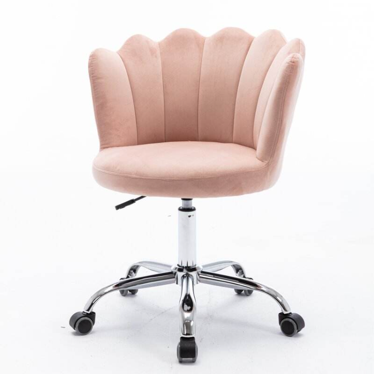 BGY-17 Elegant Luxury Comfort Armrest Pink Velvet Office Swivel Chair, Height Adjustable