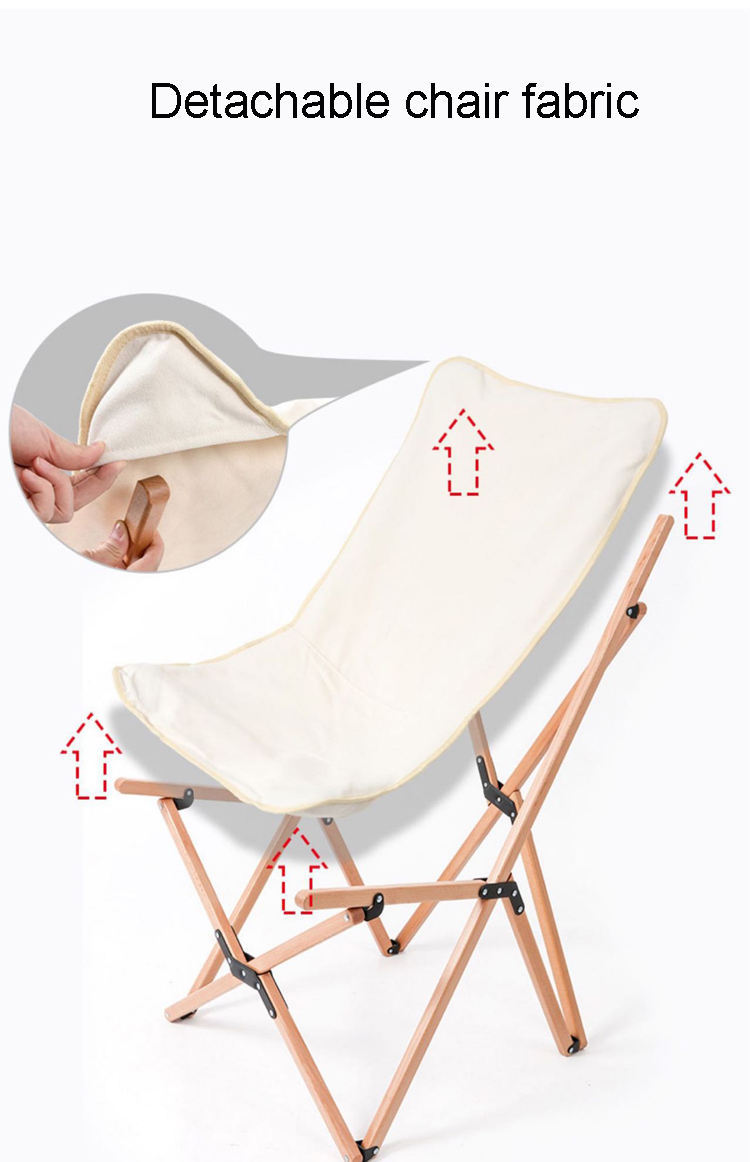 HWSTY-17 new design beige giant beech wood canvas portable storage camping fishing barbecue picnic folding chair for camping