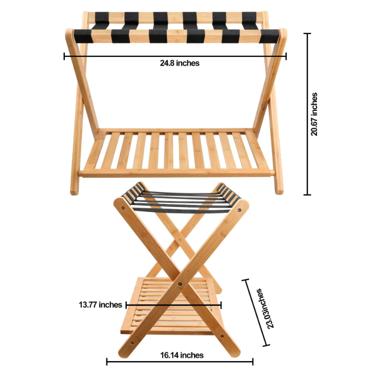 XLJ-11 Thickened Style Bamboo Folding Luggage Rack Suitcase Stand Bamboo Luggage Stand