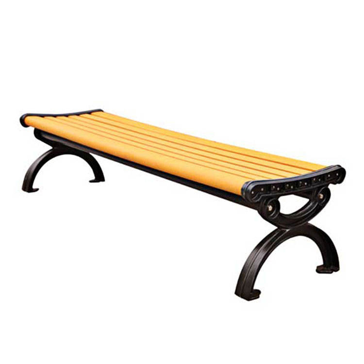 HYCY-01 outdoor wooden plastic composite street bench outside park metal leg bench seat public garden patio bench chair