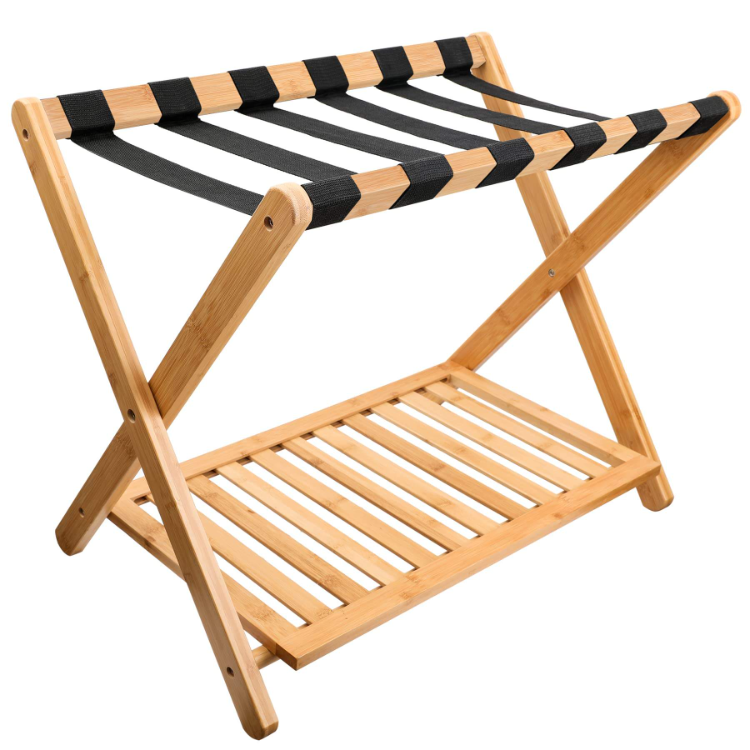 XLJ-11 Thickened Style Bamboo Folding Luggage Rack Suitcase Stand Bamboo Luggage Stand